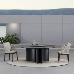 Meroni & Colzani Outdoor Dining Tables<Bolgheri Round Stone Outdoor Dining Table