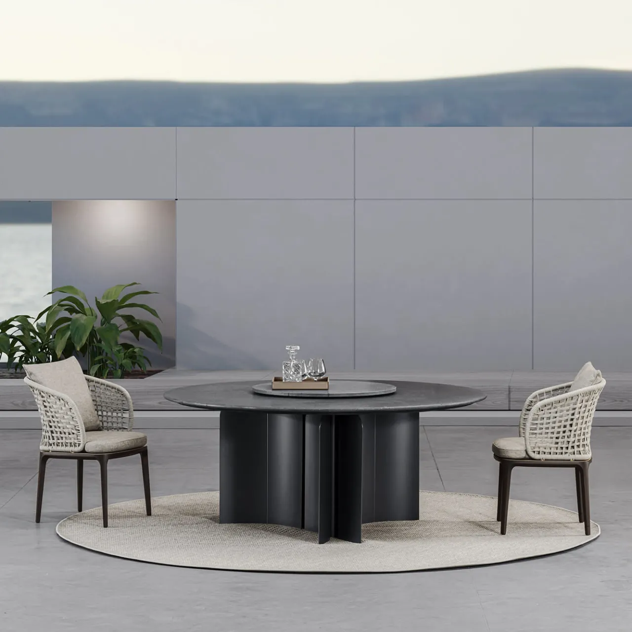 Meroni & Colzani Outdoor Dining Tables<Bolgheri Round Stone Outdoor Dining Table