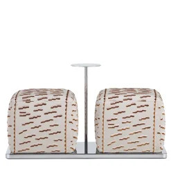 Sitia Ottomans & Poufs<BonBon beige fabric Two-Seat Ottoman with table