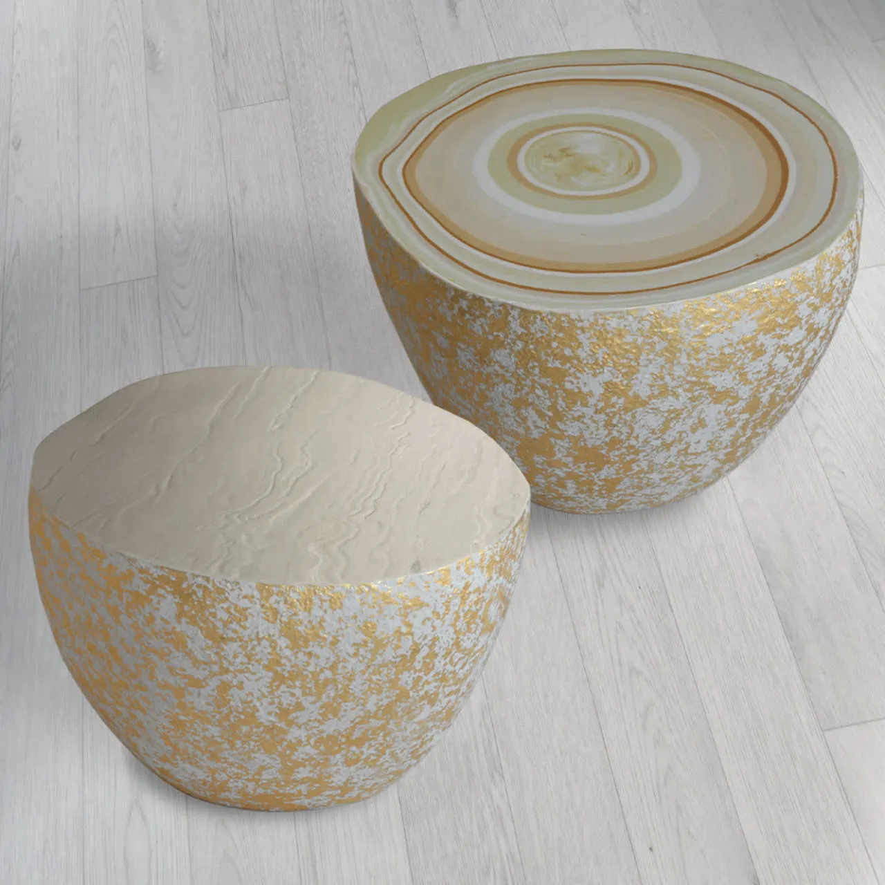 Cupioli Coffee Tables<BonBon Irregular Golden & Beige Coffee Table #2