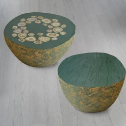 Cupioli Coffee Tables<BonBon Irregular Golden & Green Coffee Table #2