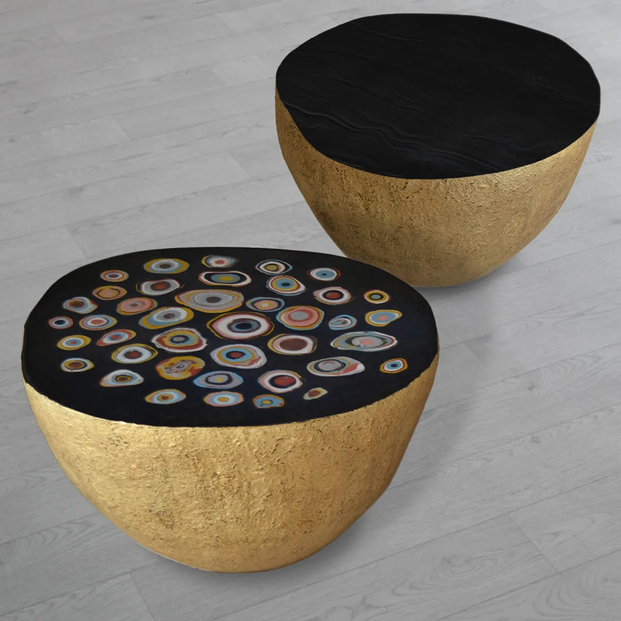 Cupioli Coffee Tables<BonBon Irregular Golden & Black Coffee Table