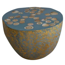 Cupioli Coffee Tables<BonBon Irregular Golden and Powder Blue Coffee Table