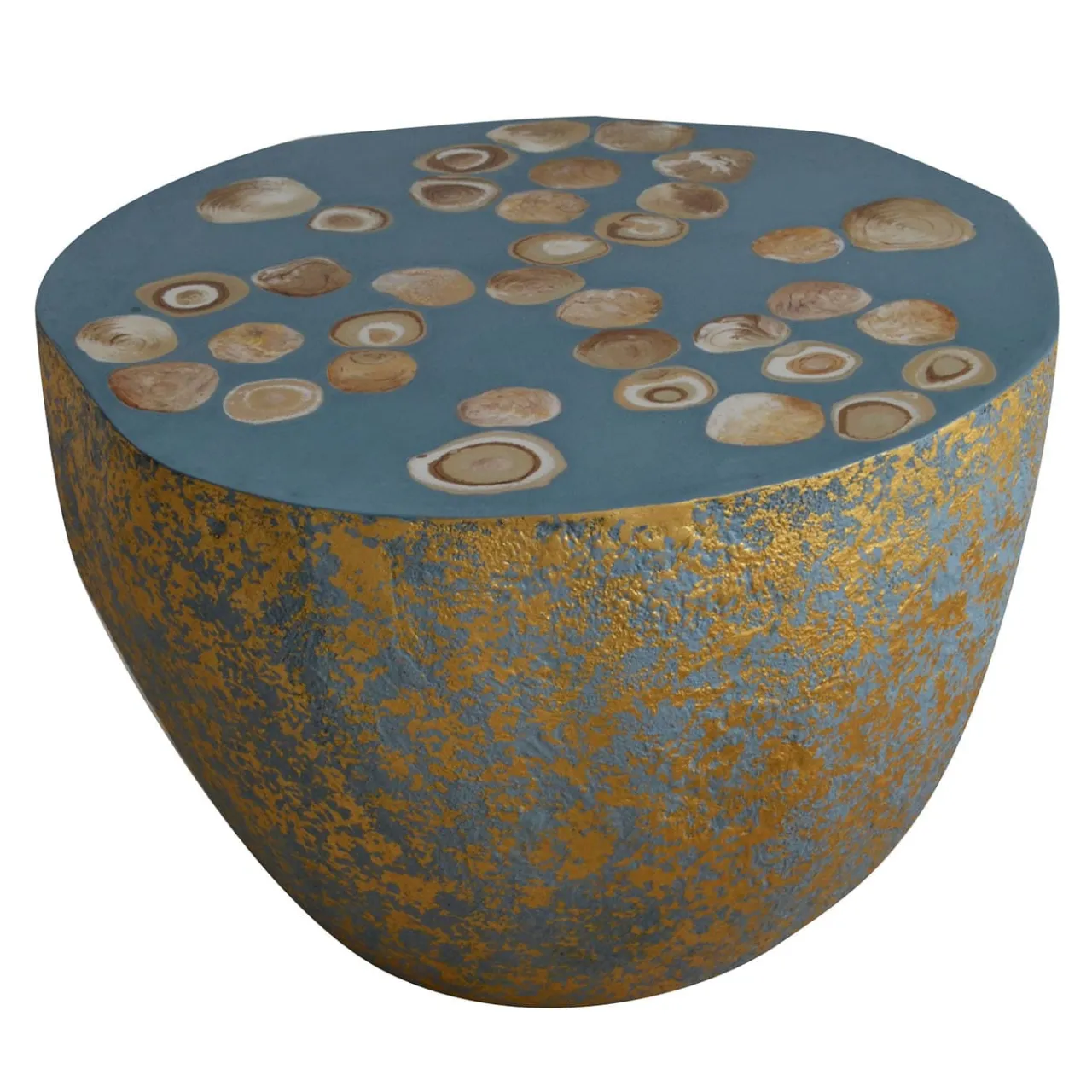 Cupioli Coffee Tables<BonBon Irregular Golden and Powder Blue Coffee Table