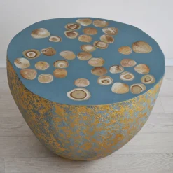 Cupioli Coffee Tables<BonBon Irregular Golden and Powder Blue Coffee Table