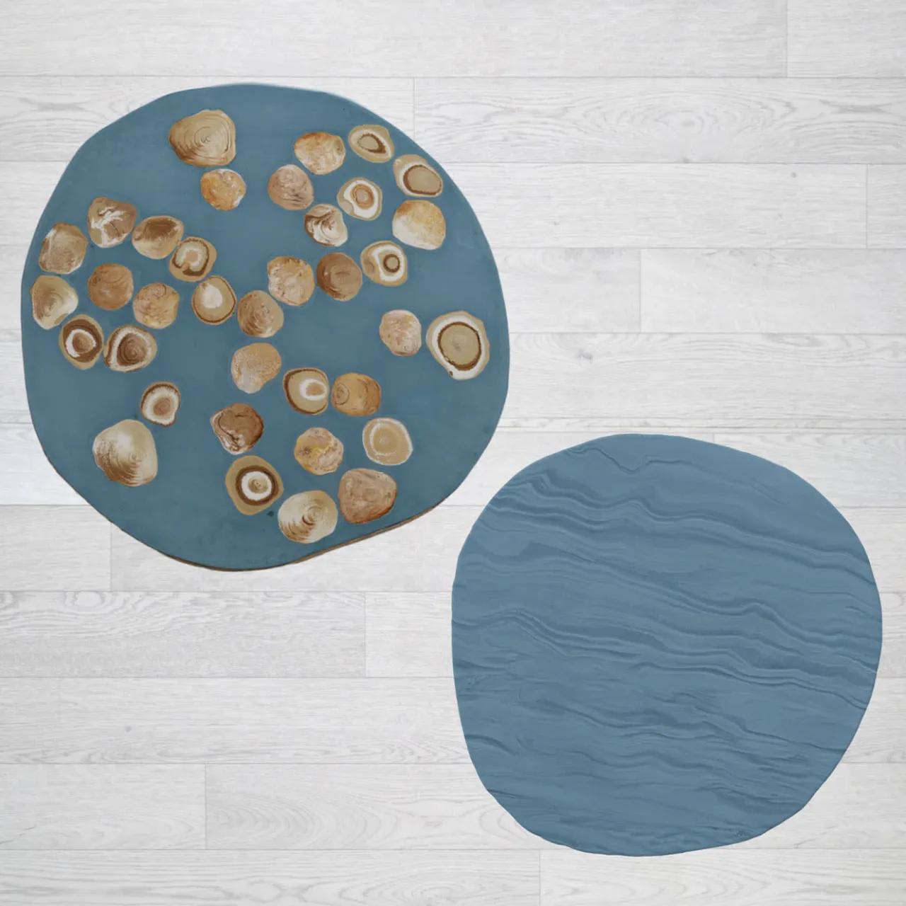 Cupioli Coffee Tables<BonBon Irregular Golden and Powder Blue Coffee Table
