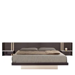 Modesign Beds<Book Bed in Walnut with Calacatta Ceramic and Glass Accents