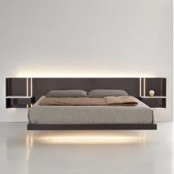 Modesign Beds<Book Bed in Walnut with Calacatta Ceramic and Glass Accents