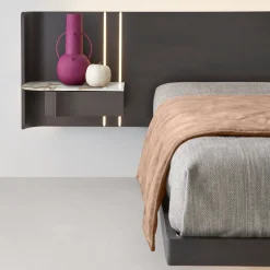 Modesign Beds<Book Bed in Walnut with Calacatta Ceramic and Glass Accents