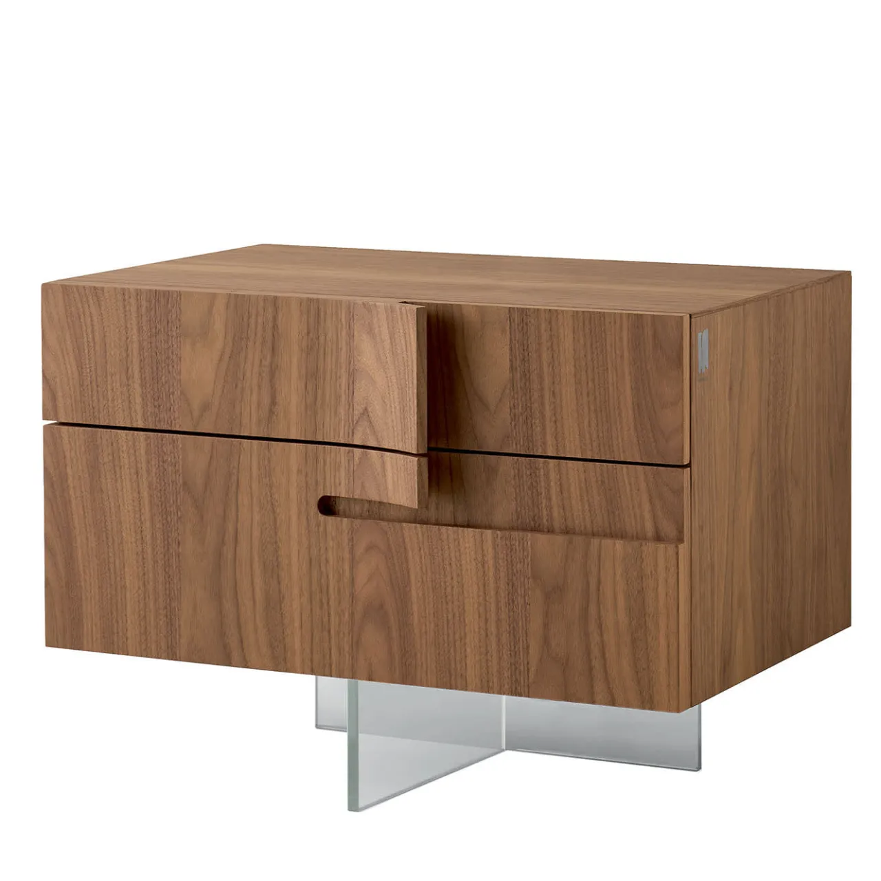 Modesign Nightstands<Book Nightstand in Walnut Canaletto With Glass Base