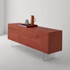 Modesign Sideboards Buffets<Book Red Walnut Sideboard with Glass Shelves