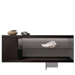 Modesign Sideboards Buffets<Book TV Sideboard in Walnut Canaletto with Smoked Glass Display