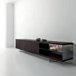 Modesign Sideboards Buffets<Book TV Sideboard in Walnut Canaletto with Smoked Glass Display