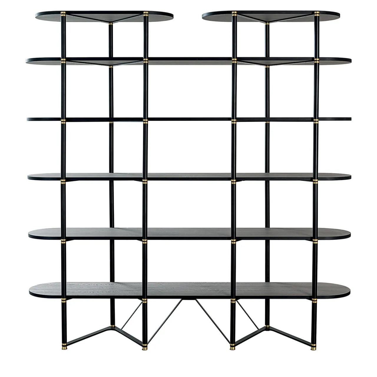 Casamilano Bookcases<Boomerang Black Metal And Brass Bookcase With 6 Shelves by Pietro Russo Design