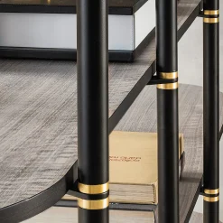Casamilano Bookcases<Boomerang Black Metal And Brass Bookcase With 4 Shelves by Pietro Russo Design