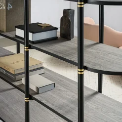 Casamilano Bookcases<Boomerang Black Metal And Brass Bookcase With 4 Shelves by Pietro Russo Design