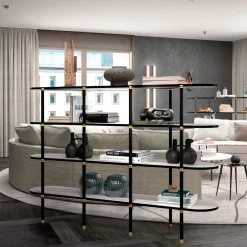 Casamilano Bookcases<Boomerang Black Metal And Brass Bookcase With 4 Shelves by Pietro Russo Design