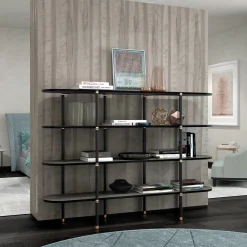 Casamilano Bookcases<Boomerang Black Metal And Brass Bookcase With 4 Shelves by Pietro Russo Design