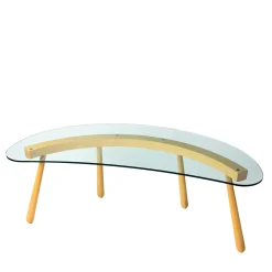 Gebrüder Thonet Vienna GmbH (GTV) – Wiener GTV Design Desk & Writing Tables<Boomerang Curved Transparent Glass Desk by Enzo Mari