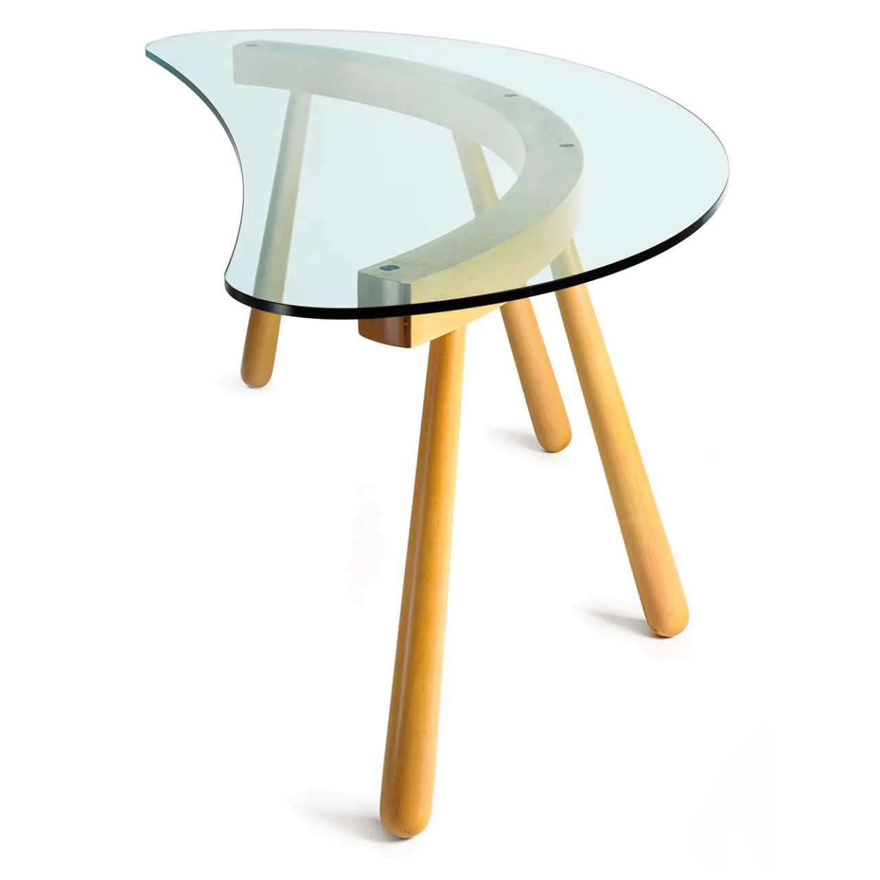 Gebrüder Thonet Vienna GmbH (GTV) – Wiener GTV Design Desk & Writing Tables<Boomerang Curved Transparent Glass Desk by Enzo Mari