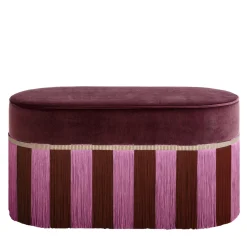 Lorenza Bozzoli Couture Benches<Bordeaux velvet with Two-Tone Fringes Bench