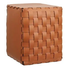 ADJ Style Ottomans & Poufs<Bottega Padded Cognac Leather Pouf