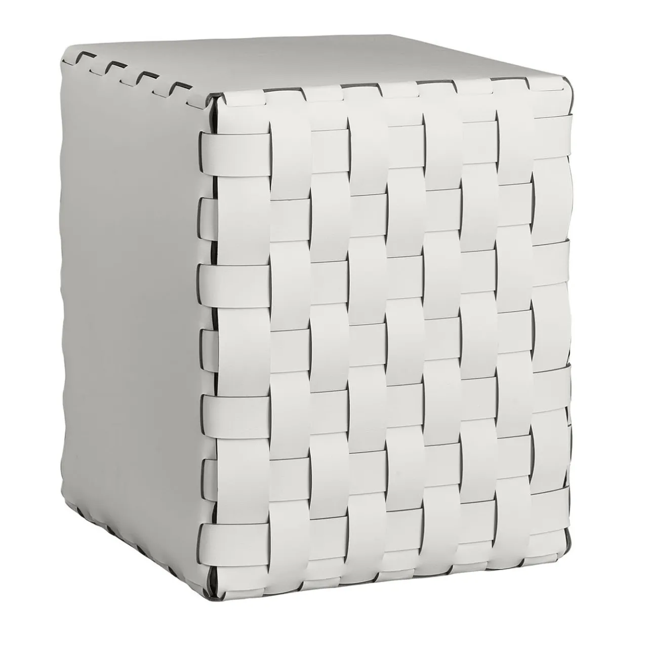 ADJ Style Ottomans & Poufs<Bottega Padded White Leather Pouf #2