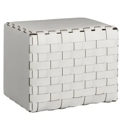 ADJ Style Ottomans & Poufs<Bottega Padded White Leather Pouf #1