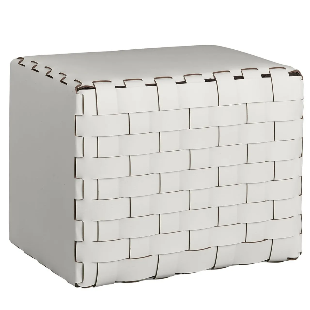 ADJ Style Ottomans & Poufs<Bottega Padded White Leather Pouf #1
