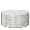 ADJ Style Ottomans & Poufs<Bottega Round White Leather Pouf