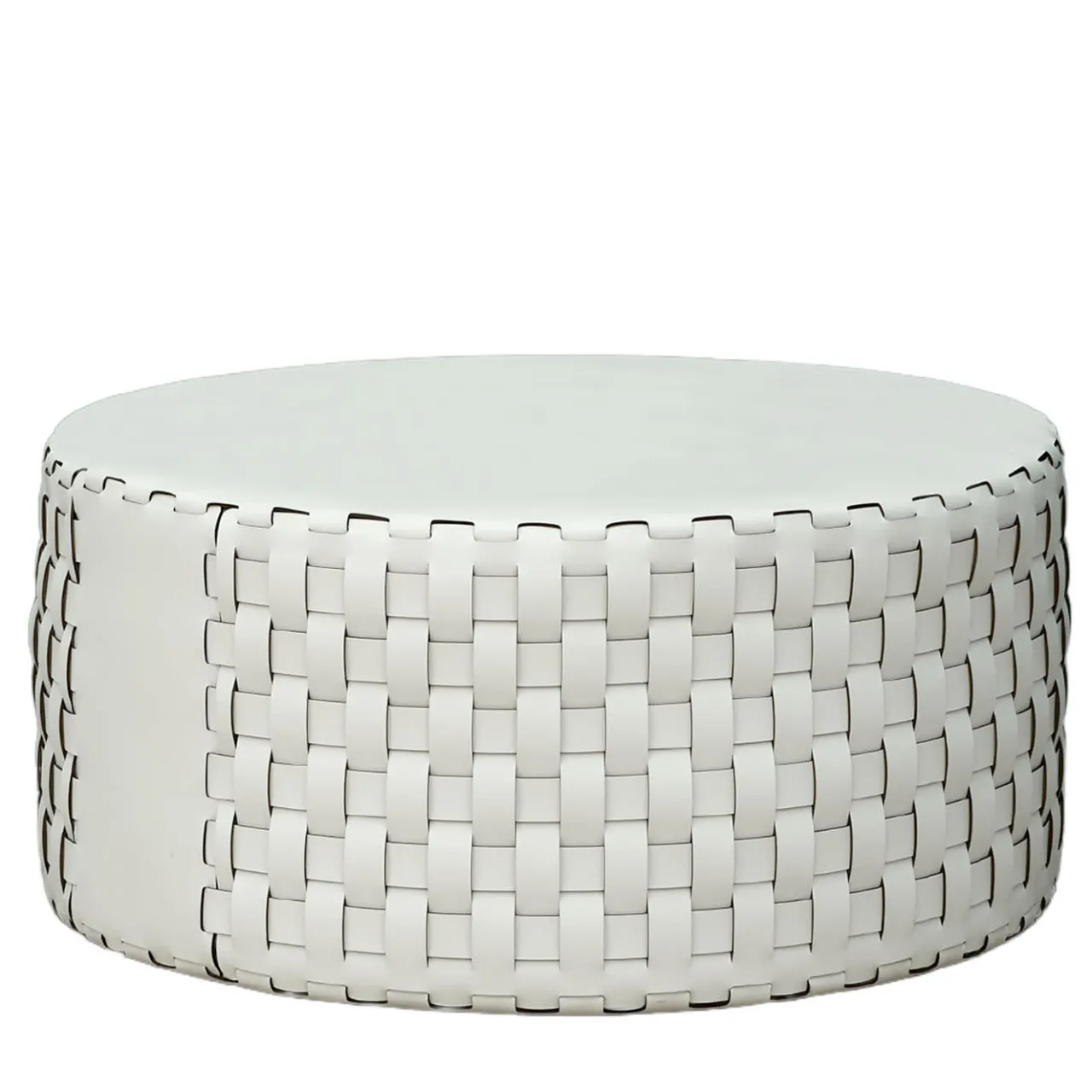 ADJ Style Ottomans & Poufs<Bottega Round White Leather Pouf