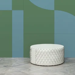 ADJ Style Ottomans & Poufs<Bottega Round White Leather Pouf