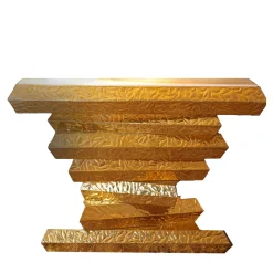 Ros Italia Interiors Consoles<Brass And Lasa Marble Console