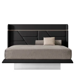 Franco Bianchini Beds<Brera Black Leather & Sycamore Wood Bed