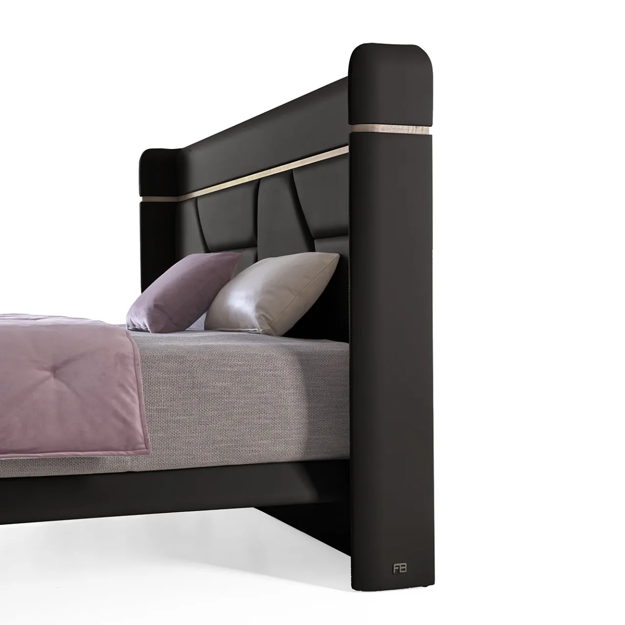 Franco Bianchini Beds<Brera Black Leather & Sycamore Wood Bed