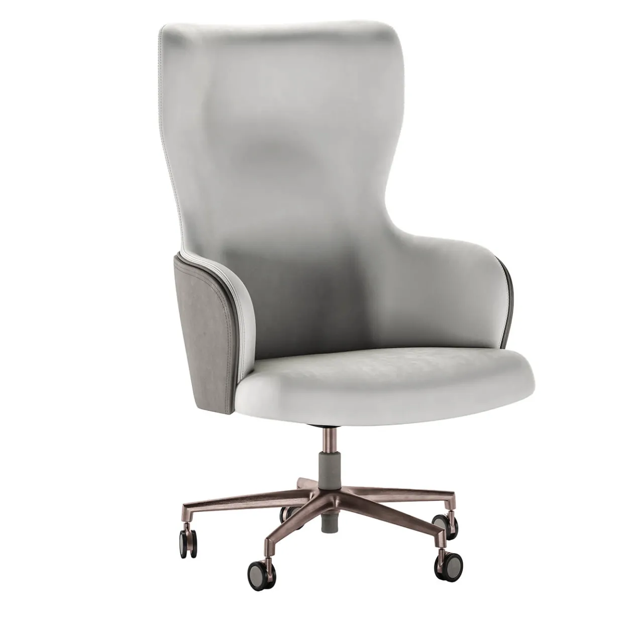 Casa Covre Office Chairs<Brera Gray & White Swivel Office Armchair on Castors