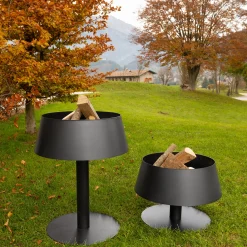 LaFerrotecnica Other Outdoor Furniture<BR113N Lampada Alta round Black Steel Firepit