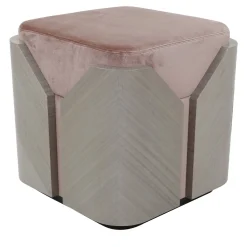 Cafedesart Ottomans & Poufs<Brody Velvet and Wood Ottoman