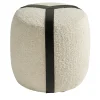 Gianfranco Ferré Home Ottomans & Poufs<Brooklyn White Bouclè And Black Leather Belts Tall Pouf