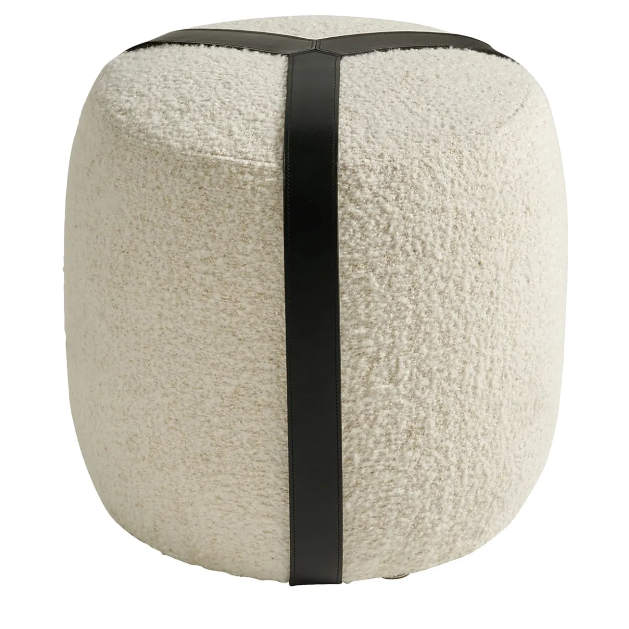 Gianfranco Ferré Home Ottomans & Poufs<Brooklyn White Bouclè And Black Leather Belts Tall Pouf