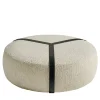Gianfranco Ferré Home Ottomans & Poufs<Brooklyn White Bouclè And Black Leather Belts Pouf