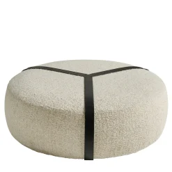 Gianfranco Ferré Home Ottomans & Poufs<Brooklyn White Bouclè And Black Leather Belts Pouf