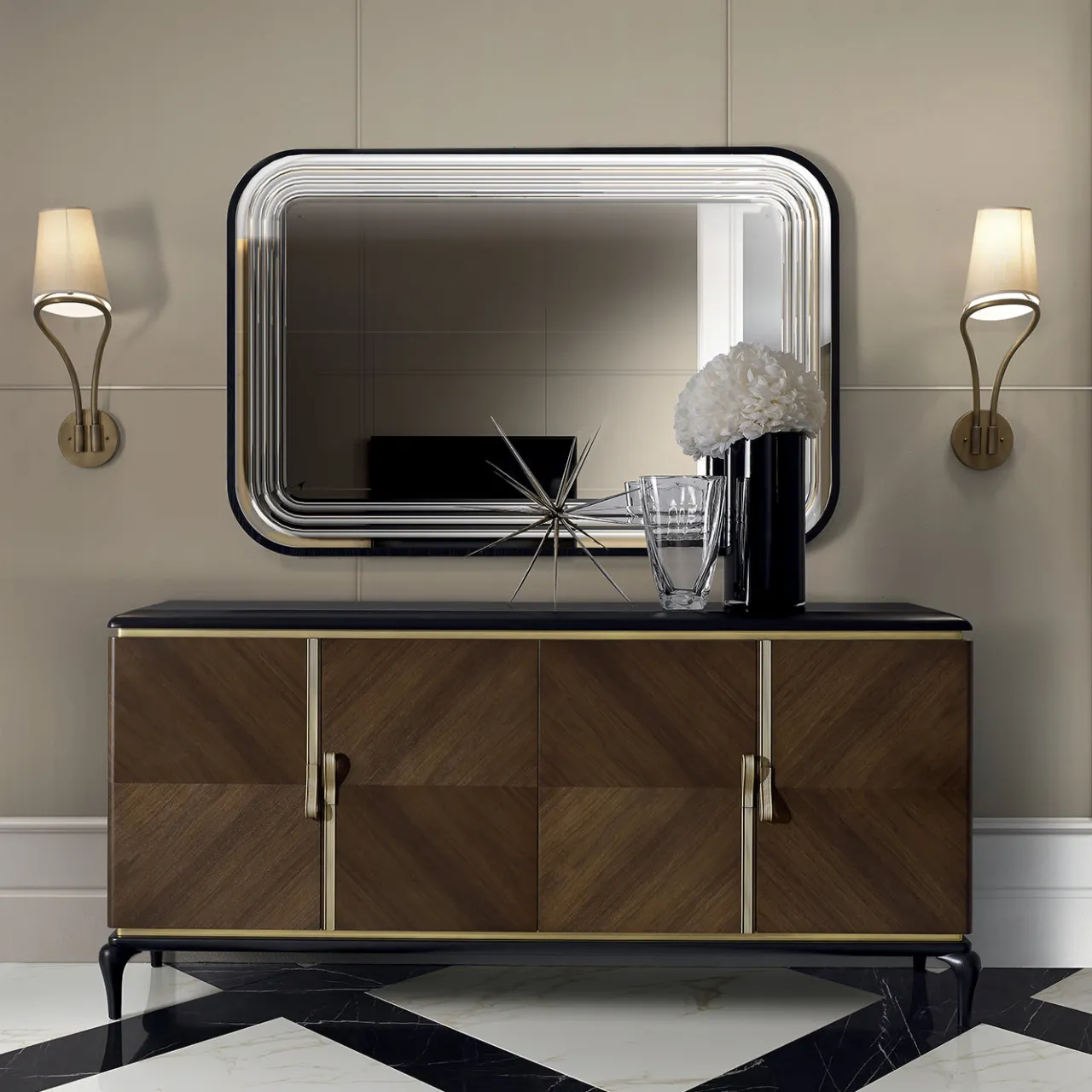 A.R. Arredamenti Sideboards Buffets<Brown 4-Door Sideboard
