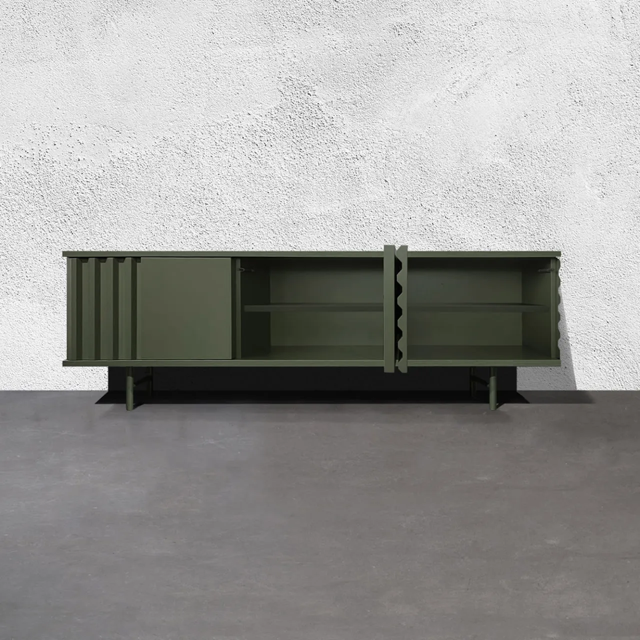 DLA Design Lab Sideboards Buffets<B-Side Rosemary Green 3-Door MDF Sideboard