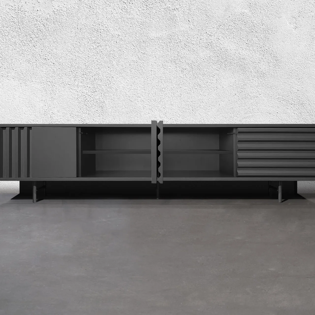DLA Design Lab Sideboards Buffets<B-SIDE Slate Gray 4-Door Sideboard