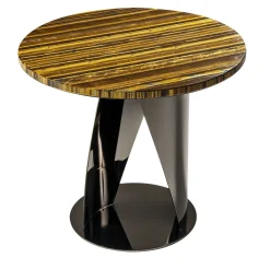 Obsydian Stone Side Tables<Buonanotte Round Tiger-eye & Gun-Metal Gray Side Table