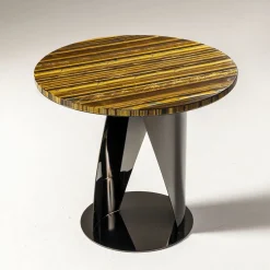 Obsydian Stone Side Tables<Buonanotte Round Tiger-eye & Gun-Metal Gray Side Table