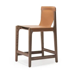 Livoni 1895 Bar Stools<Burano/sg 24 Brown Leather Counter Stool by Balutto Associati