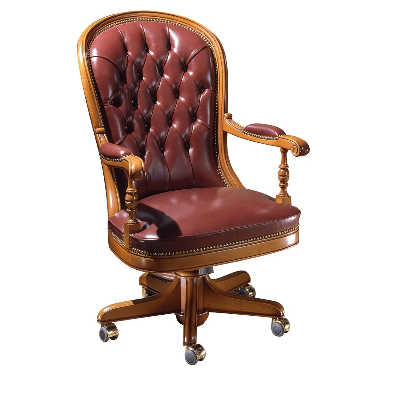 Marzorati Office Chairs<Burgundy Buttoned Armchair