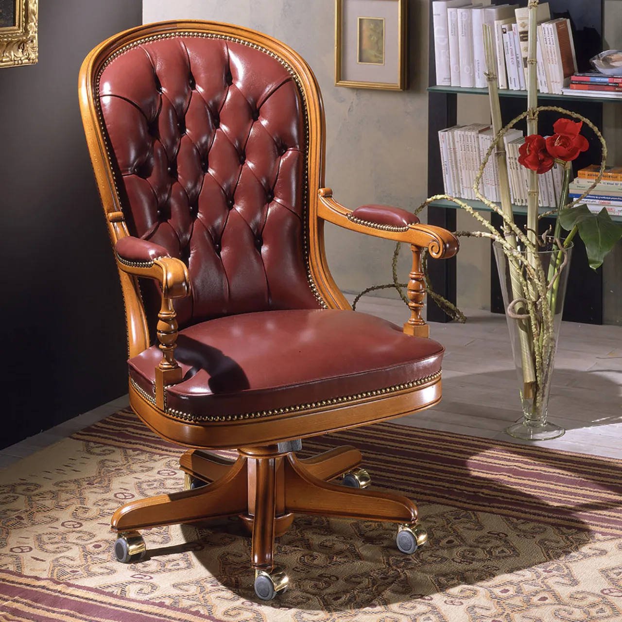 Marzorati Office Chairs<Burgundy Buttoned Armchair